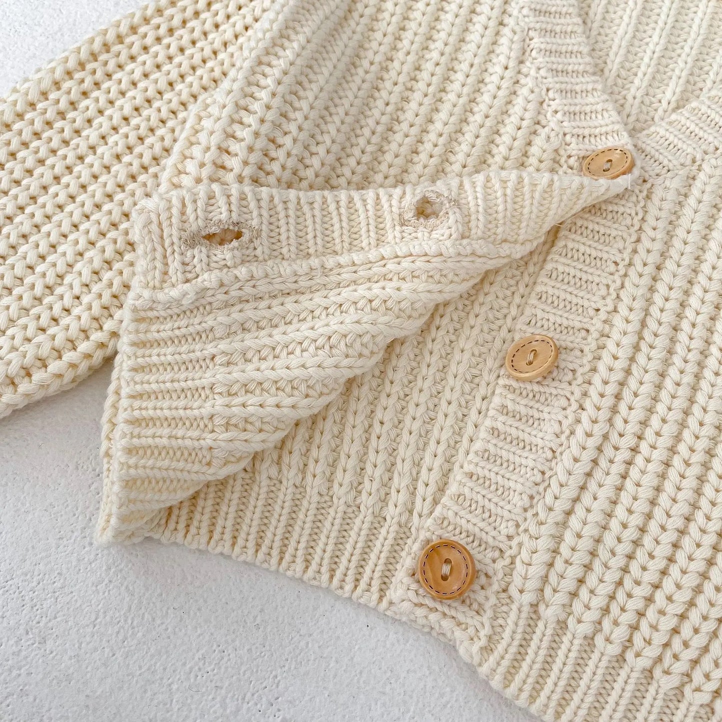 Button-Up Chunky Knit Sweaters VANILLA