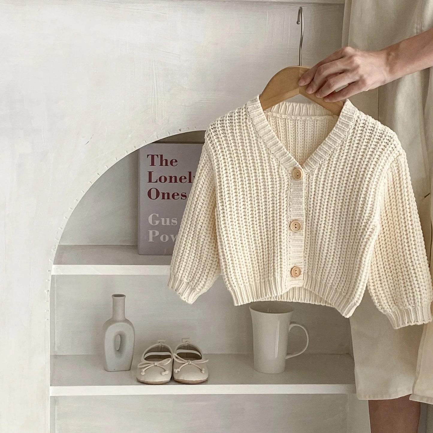 Button-Up Chunky Knit Sweaters VANILLA